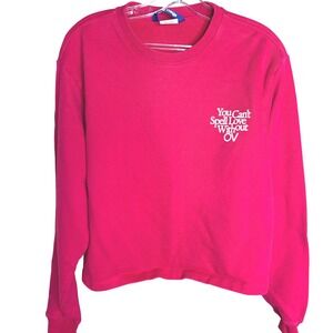 Outdoor Voices Medium Pink Cropped Sweatshirt You Cant Spell Love  Logo‎